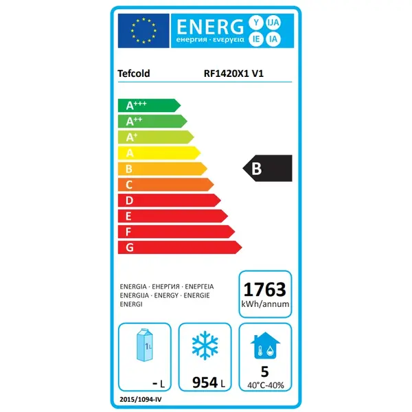 Vrieskast | 1300L (2/1 GN) | RVS | -18°C/-22°C | Geforceerd | Bluetooth + App | Wielen (Geremd) | 1420x875x2090(h)mm