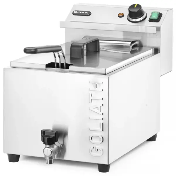 Friteuse | GOLIATH | Elektrisch | 10L | 50°C/190°C | 10.2kW (400V) | Aftapkraan | 300x585x392(h)mm