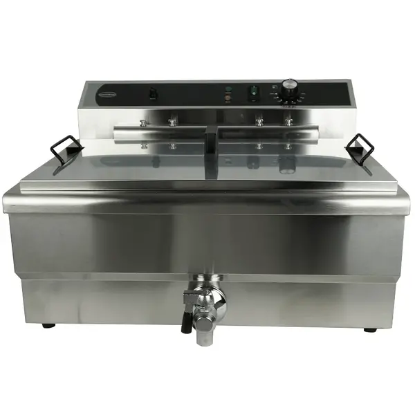 Deegwaren-/Visfriteuse | Elektrisch | 25L | 50°C/300°C | 6kW (400V) | Aftapkraan | 590x570x370(h)mm