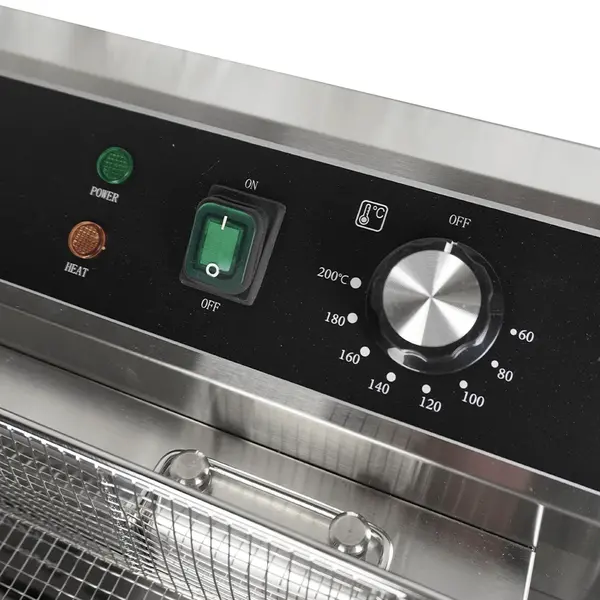 Deegwaren-/Visfriteuse | Elektrisch | 25L | 50°C/300°C | 6kW (400V) | Aftapkraan | 590x570x370(h)mm