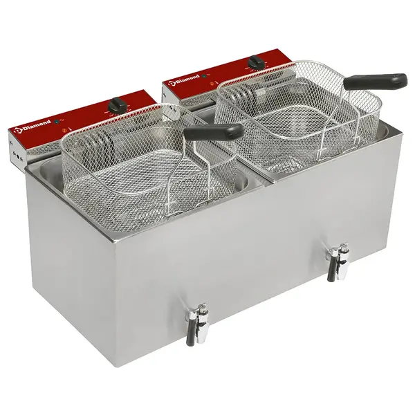 Friteuse | FRYERS LINE | Elektrisch | 12+12L | 0°C/190°C | 6.4kW (400V) | Aftapkranen | 720x470x350(h)mm