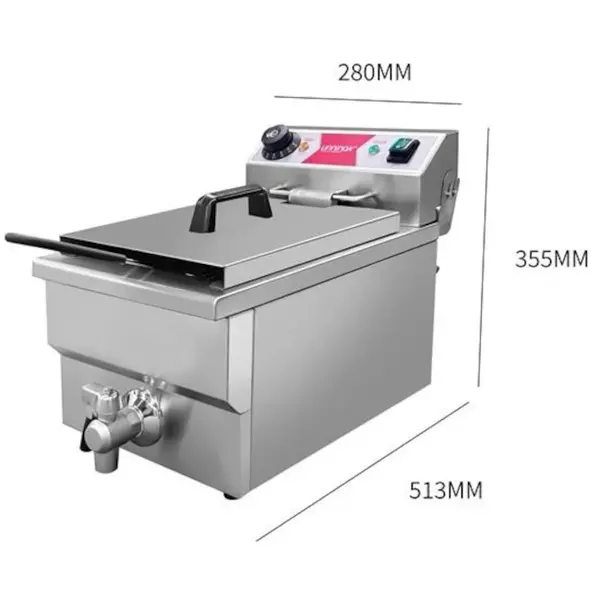 Friteuse | BUDGET | Elektrisch | 8L | 50°C/180°C | 3.3kW (230V) | Aftapkraan | 310x505x355(h)mm