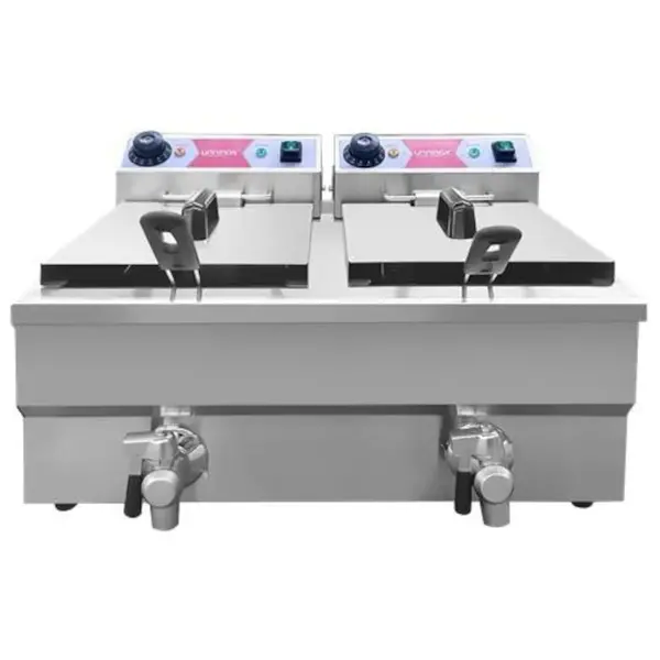 Friteuse | BUDGET | Elektrisch | 8+8L | 50°C/180°C | 6.6kW (2x 230V) | Aftapkraan | 570x513x355(h)mm