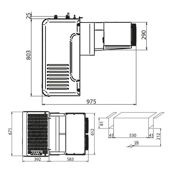 Koel-/Vriescombinatie | Maxicold COMBI | Incl. Motor | 13.08 + 6.12m³ | -5°C/+5°C & -15°C/-25°C | Isolatie 100mm | 230V + 400V | 2430x4160x2430(h)mm