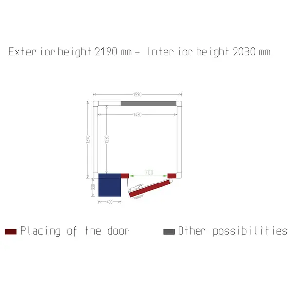 Vriescel | Incl. Motor | 3.57m³ | -15°C/-25°C | Isolatie 80mm | 230V | 1590x1390x2190(h)mm