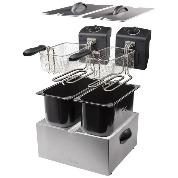 Friteuse | Elektrisch | 3+3L | ≤190°C | 3.6kW (2x 230V) | 355x390x240(h)mm