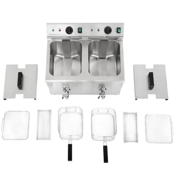 Inductiefriteuse | Elektrisch | 7.5+7.5L | 60°C/190°C | 6kW (2x 230V) | Aftapkranen | 576x478x410(h)mm