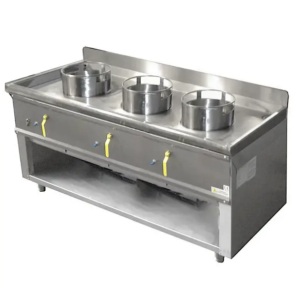 Wokfornuis | ASIA I | Gas | 3 Branders (3x 20/25/35kW) | Piëzo Ontsteking | Open Onderkast | 1800x630x780(h)mm