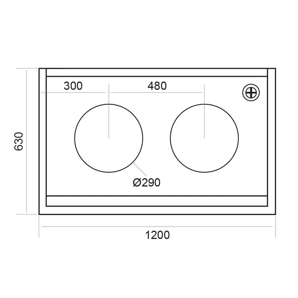 Wokfornuis | 2 Branders | 2x 21.44kW | 1200x630x760(h)mm