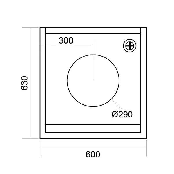 Wokfornuis | 1 Brander | 21.44kW | 600x630x760(h)mm