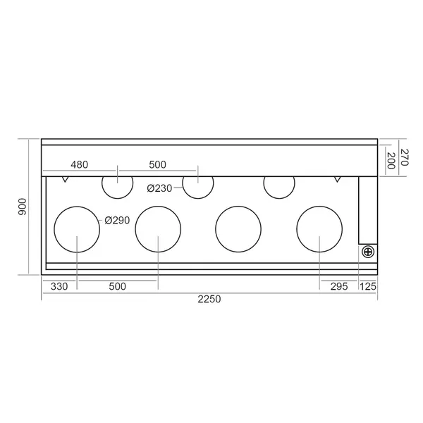Wokfornuis | Gas | 7 Branders + Watergordijn | 23.8kW + 11.25kW | 2100x900x760/1300(h)mm