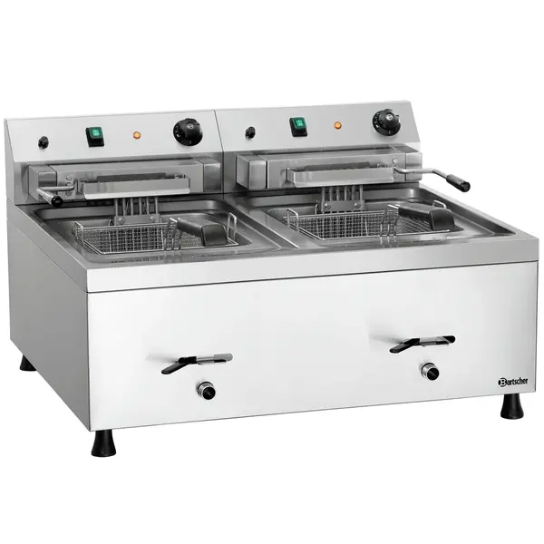 Friteuse | Elektrisch | 12+12L | 50°C/190°C | 18kW (400V) | Aftapkranen | 800x650x485(h)mm