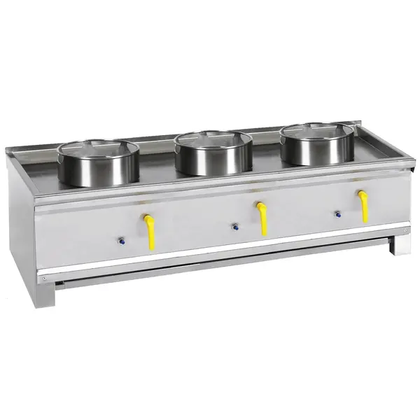 Wokfornuis | ASIA I | Gas | 3 Branders (3x 20/25/35kW) | Piëzo Ontsteking | 1500x630x400(h)mm