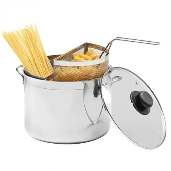 Pastakookpan | RVS | 6L | Div. Warmtebronnen | Incl. Pastamanden + Deksel | Ø240x185(h)mm