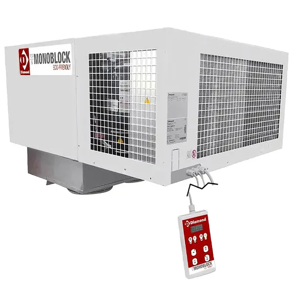 Plafondunit | 7.2-8.3m³ | -15°C/-25°C | 0.8kW (230V) | 1000x930x350/480(h)mm