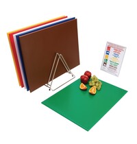 Hygiplas Snijplankenset | HDPE | Meerdere Kleuren | 6 Stuks | Incl. Snijplankenrek | 610x455x12(h)mm 