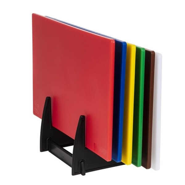 Snijplankenset | LDPE | Meerdere Kleuren | 6 Stuks | Incl. Snijplankenrek | 450x300x10(h)mm