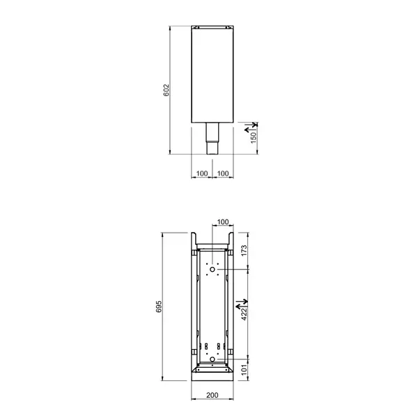 Onderstel (Opvulstuk) | OPTIMA 700 | RVS | Gesloten | 200x655x600(h)mm