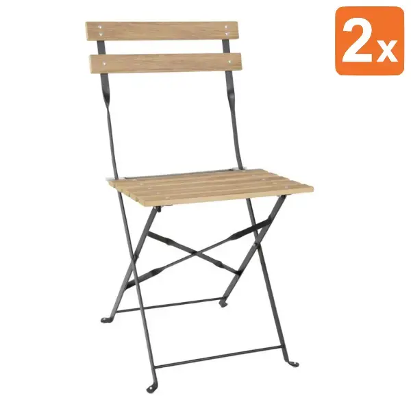 Opklapbare Stoelen | PERTH | Staal | Houtlook | In-/Outdoor | 2 Stuks | 570x450x845(h)mm