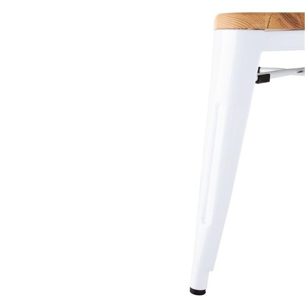 Krukken | BISTRO | Hout/Staal | Hout (Essen) | Wit Frame | Indoor | Stapelbaar | 4 Stuks | 408x400x450(h)mm