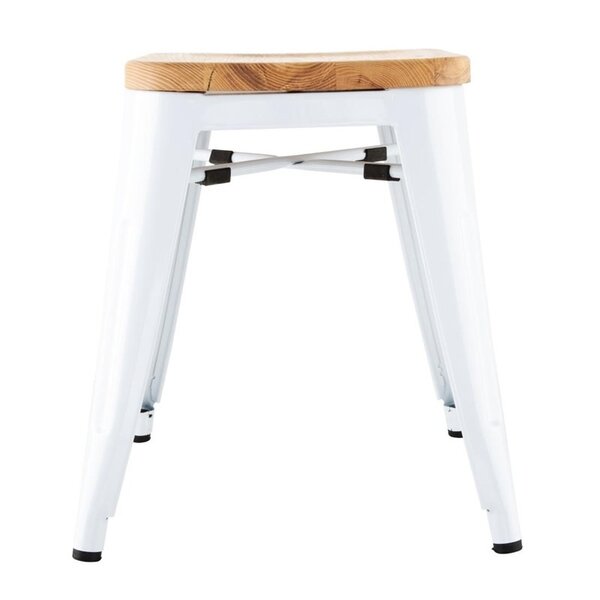 Krukken | BISTRO | Hout/Staal | Hout (Essen) | Wit Frame | Indoor | Stapelbaar | 4 Stuks | 408x400x450(h)mm