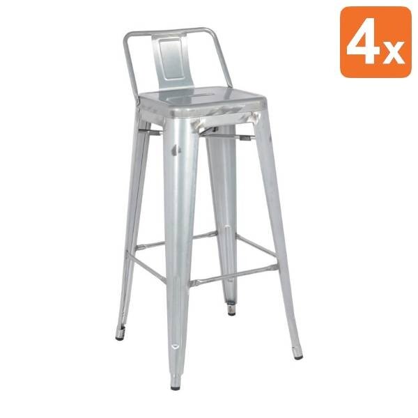 Barkrukken | BISTRO | Staal | Zilverkleurig | In-/Outdoor | 4 Stuks | 433x433x942(h)mm