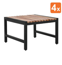 Bolero Krukken | Hout/Staal | Hout (Acacia) | Zwart Frame | In-/Outdoor | 4 Stuks | 450x450x300(h)mm 