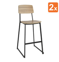 Bolero Barkrukken | BEAUFORT | Hout/Staal | Walnut | Zwart Frame | Indoor | 2 Stuks | 610x510x1145(h)mm
