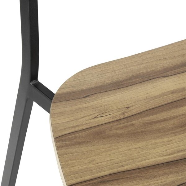 Barkrukken | BEAUFORT | Hout/Staal | Walnut | Zwart Frame | Indoor | 2 Stuks | 610x510x1145(h)mm