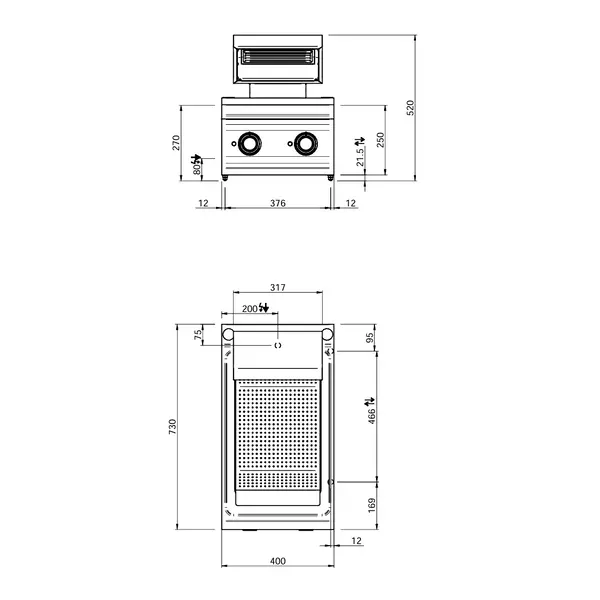 Friet-Warmhouder | OPTIMA 700 | 30°C/90°C | 1.35kW (230V) | 400x700x250/520(h)mm