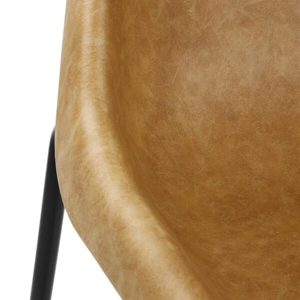 Barkruk | RODEO | Kunstleer/Staal | Camel | Zwarte Poten | Indoor | 565x530x1060(h)mm