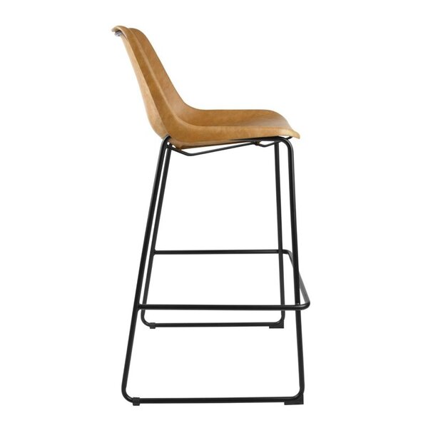 Barkruk | RODEO | Kunstleer/Staal | Camel | Zwarte Poten | Indoor | 565x530x1060(h)mm