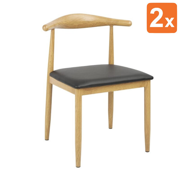 Stoelen | CAMDEN | Kunstleer/Staal | Black | Houtlook Frame | Indoor | 2 Stuks | 500x440x745(h)mm
