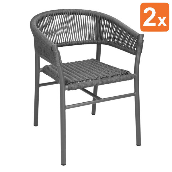 Stoelen | FLORENCE | Aluminium Rotan/Aluminium | Grey | In-/Outdoor | Stapelbaar | 2 Stuks | 610x540x750(h)mm