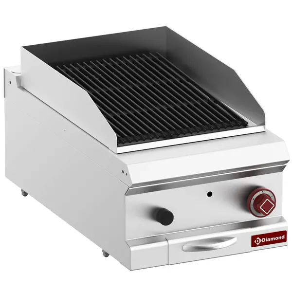 Lavasteengrill | OPTIMA 700 | Gas | Oppervlak 352x475 (Gietijzer) | 7.5kW | Piëzo Ontsteking | 400x700x250/320(h)mm