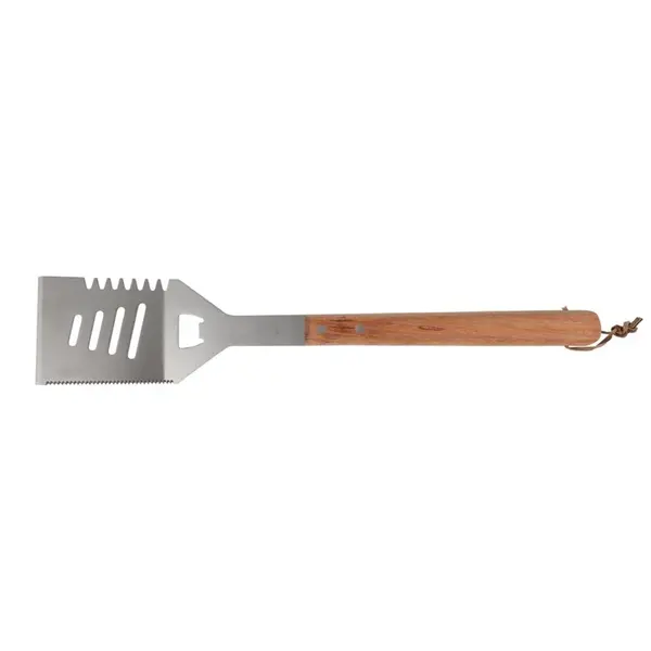 Barbecueset | RVS/Hout | Vleesvork, Barbecuetang, Vleesmes, Getande Spatel | Incl. Foudraal