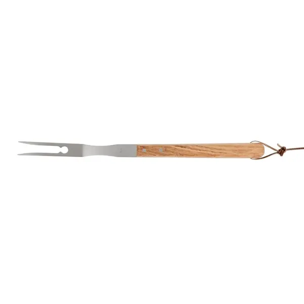 Barbecueset | RVS/Hout | Vleesvork, Barbecuetang, Vleesmes, Getande Spatel | Incl. Foudraal