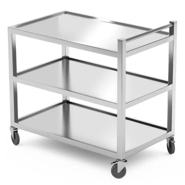 Serveerwagen | RVS | 3 Niveaus | Zware Belasting (240kg) | Wielen (Geremd) | 800x500x950(h)mm