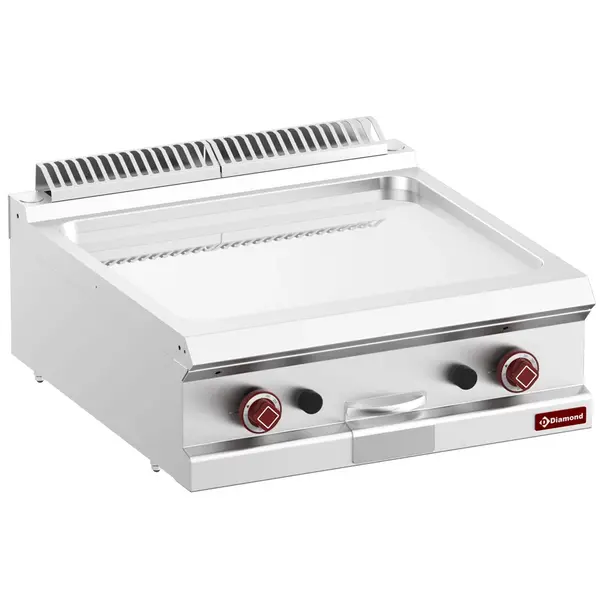 Bak-/Grillplaat | OPTIMA 700 | Gas | Glad Oppervlak 630x540 (Verchroomd) | 14kW | Piëzo Ontsteking | 700x700x250/320(h)mm