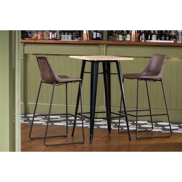 Statafel | BISTRO | Hout/Staal | Essenhout Blad | Zwart Frame | Indoor | 600x600x1040(h)mm