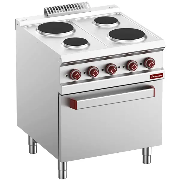 Fornuis + Oven | OPTIMA 700 | Elektrisch | 4 Kookpunten (Ø150/220) + 2/1 GN Oven | 13.5kW (400V) | 700x700x850/920(h)mm