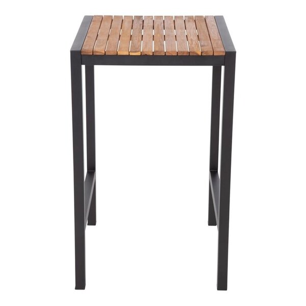Statafel | Hout/Staal | Acaciahout Blad | Zwart Frame | In-/Outdoor | 600x600x1000(h)mm