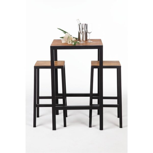 Statafel | Hout/Staal | Acaciahout Blad | Zwart Frame | In-/Outdoor | 600x600x1000(h)mm