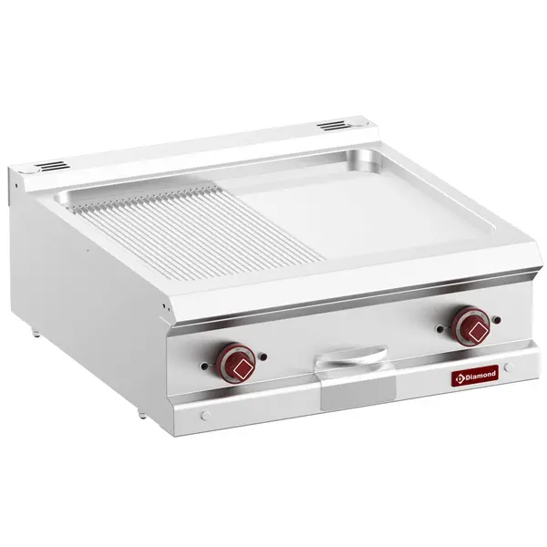 Bak-/Grillplaat | OPTIMA 700 | Elektrisch | Glad/Gegroefd Oppervlak 630x540 (Verchroomd) | 50°C/300°C | 10kW (400V) | 700x700x250/320(h)mm