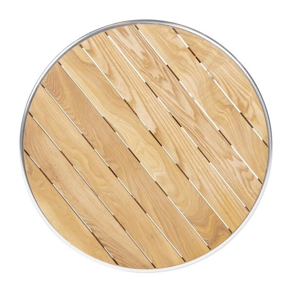 Tafel | Hout/Aluminium | Essenhout Blad | Aluminium Frame | In-/Outdoor | Ø600x720(h)mm