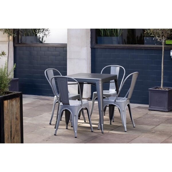 Tafel | Staal | Grijs | In-/Outdoor | Parasolgat | 660x660x760(h)mm
