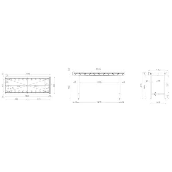 Aanvoertafel (Links/Rechts) | RVS | Transportrollen | 1600x630x875(h)mm