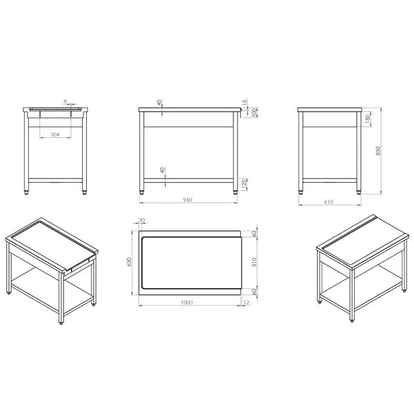 Aan-/Afvoertafel (Rechts) | RVS | Bodemschap | 1200x590x870(h)mm