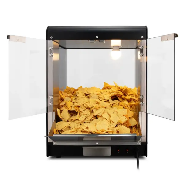 Nacho/Popcorn-Warmhoudvitrine | Zwart | 58°C | Statisch | 0.3kW (230V) | 400x344x525(h)mm