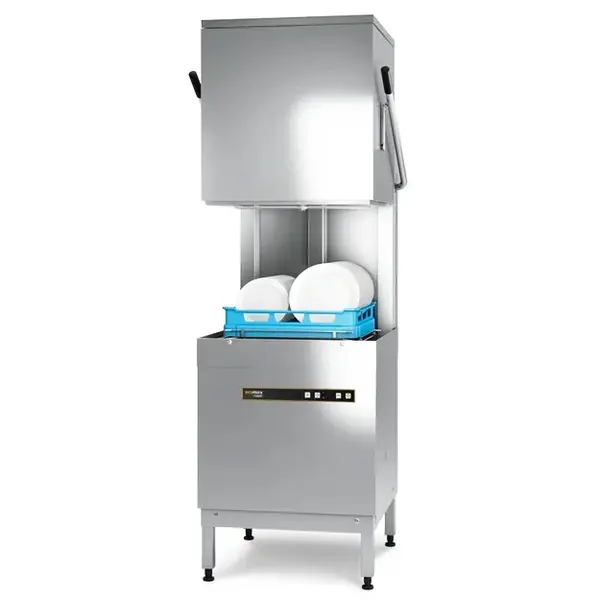 Doorschuifvaatwasser | ECOMAX | Mand 500x500 | Afvoerpomp | Zeeppomp | Naglanspomp | 400V | 635x742x1480/1960(h)mm